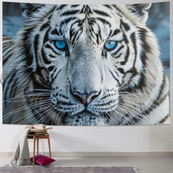 GOSMITH White Tiger Tapestry Wall Hanging Art Deco Tapestries for Bedroom Living Room Dorm Painting