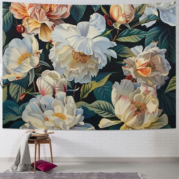 GOSMITH White peony Print Tapestry Fashion Wall Hanging Funny Home Decoration For Dorm Living Room Bedroom Painting