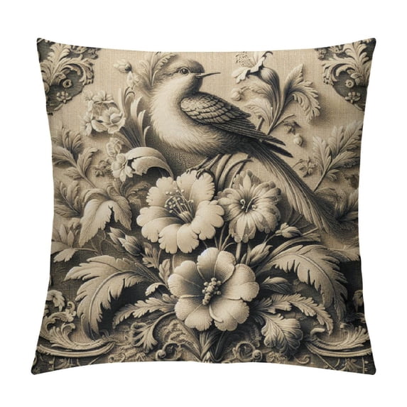 GOSMITH William Morris Bird and Pomegranate Vintage Floral Bird and Fruit Pomegranate Pillow Cover Indoor Decor Throw Pillow Case White
