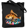 thumbnail image 1 of GOSMITH Woman Shopping Bag Bunny Trout Fish Easter Hunting Eggs Basket Colorful Rainbow Canvas Tote Bag 14.1x15.7in, 1 of 6