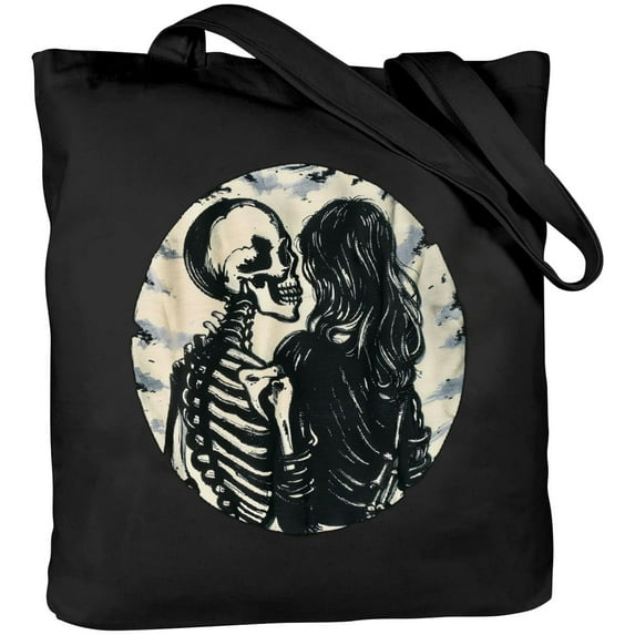 Leisuo Women's Large Capacity Shoulder Bag Party Supplies Couple LGBTQ Pride Skeletons Kissing Valentine's Day 14.1x15.7in