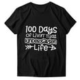 thumbnail image 1 of Leisuo Women's Letter Printed Funny T Shirt O-Neck Summer for Teens 100th Day of School Short Tops black08, 1 of 4
