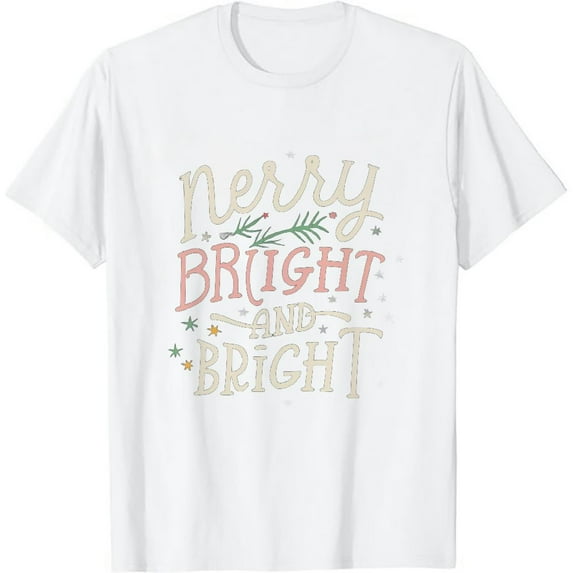 GOSMITH Women's Merry Christmas Merry & Bright Happy Holiday Plaid Raglan Baseball Tee white