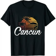 GOSMITH Womens Cancun Mexico Beach Palm Tree Party Destination Gift T-Shirt Black black
