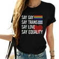 thumbnail image 1 of Leisuo Womens Florida Gay Say Gay Say Trans Stay Proud LGBTQ Gay Rights T-Shirt Black 2X-Large black, 1 of 5