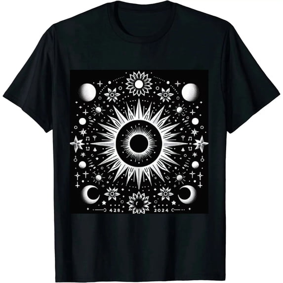 GOSMITH Womens Solar Eclipse Shirt With Floral Flowers T-Shirt T-Shirt