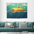 thumbnail image 1 of GOSMITH  Yellow Submarine Decor Tapestry, Illustration of a Submarine Under Sea Fish and Clouds, Wall Hanging for Bedroom Living Room Dorm, 60" X 40", Earth Yellow Navy Blue, 1 of 7