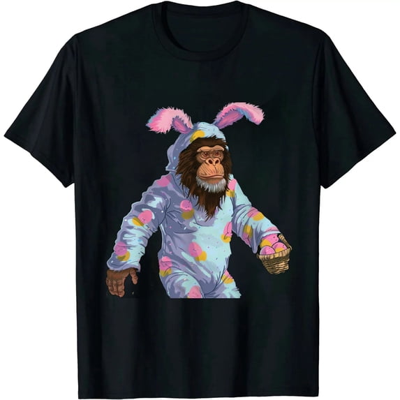 GOSMITH funny Bigfoot Sasquatch happy easter bunny eggs T-Shirt