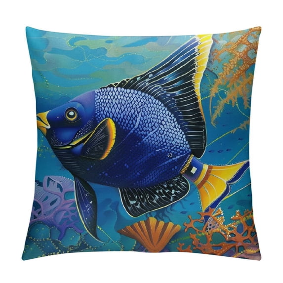 Leisuo Tropical Fish Throw Pillow Covers Fish Swimming Underwater Water Bubbles Coral Reef Pillowcase Pillow Shams Cushion Case Single Side Printing
