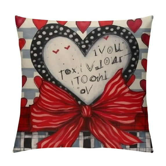 Leisuo 's s Decor Red Hearts Love Bowknot Decorative Pillowcases for Home Sofa Decoration G442-18 white