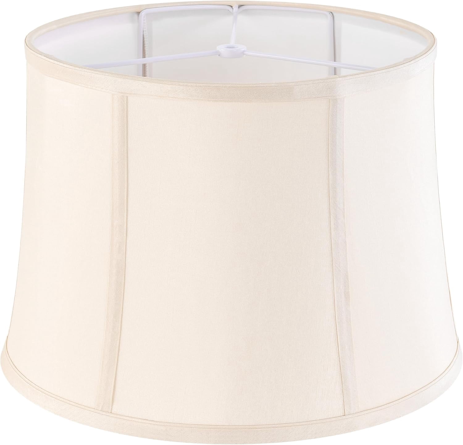 GOSO 12" x14" x10" (Spider) Large Cream Drum Lamp Shade for Floor Lamps Table Lamp,Square Lampshades Replacement, Natural Fabric Faux Silk Rustic Lamp Shades, Foldable Easy Assembly
