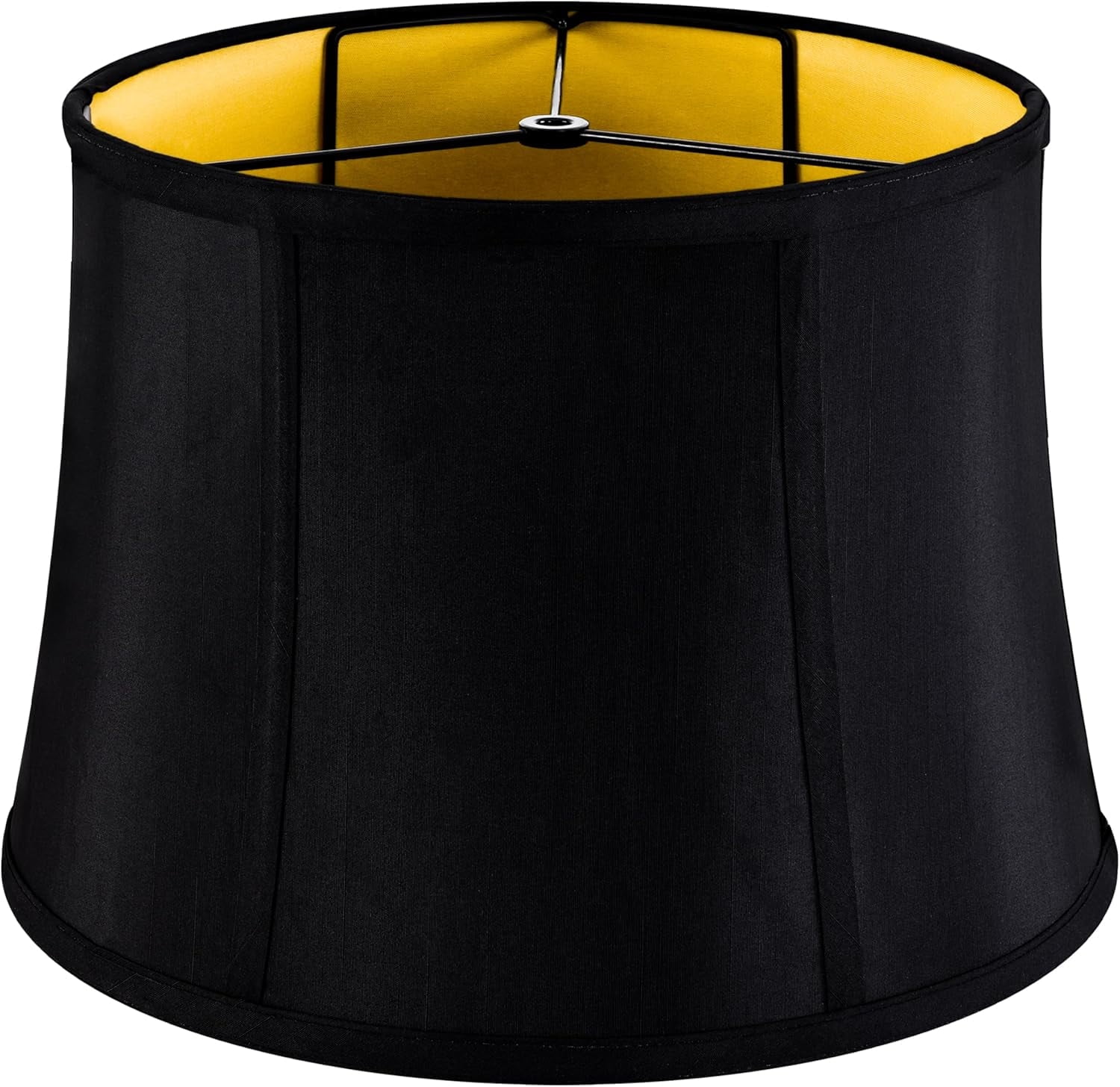 GOSO Medium Black Drum Lamp Shade for Table Lamps Floor Lamp-12x14x10 inch (Spider) Foldable Round Lampshades Faux Silk Lamp Shades Replcement/Rustic Modern Shade-Easy Assembly