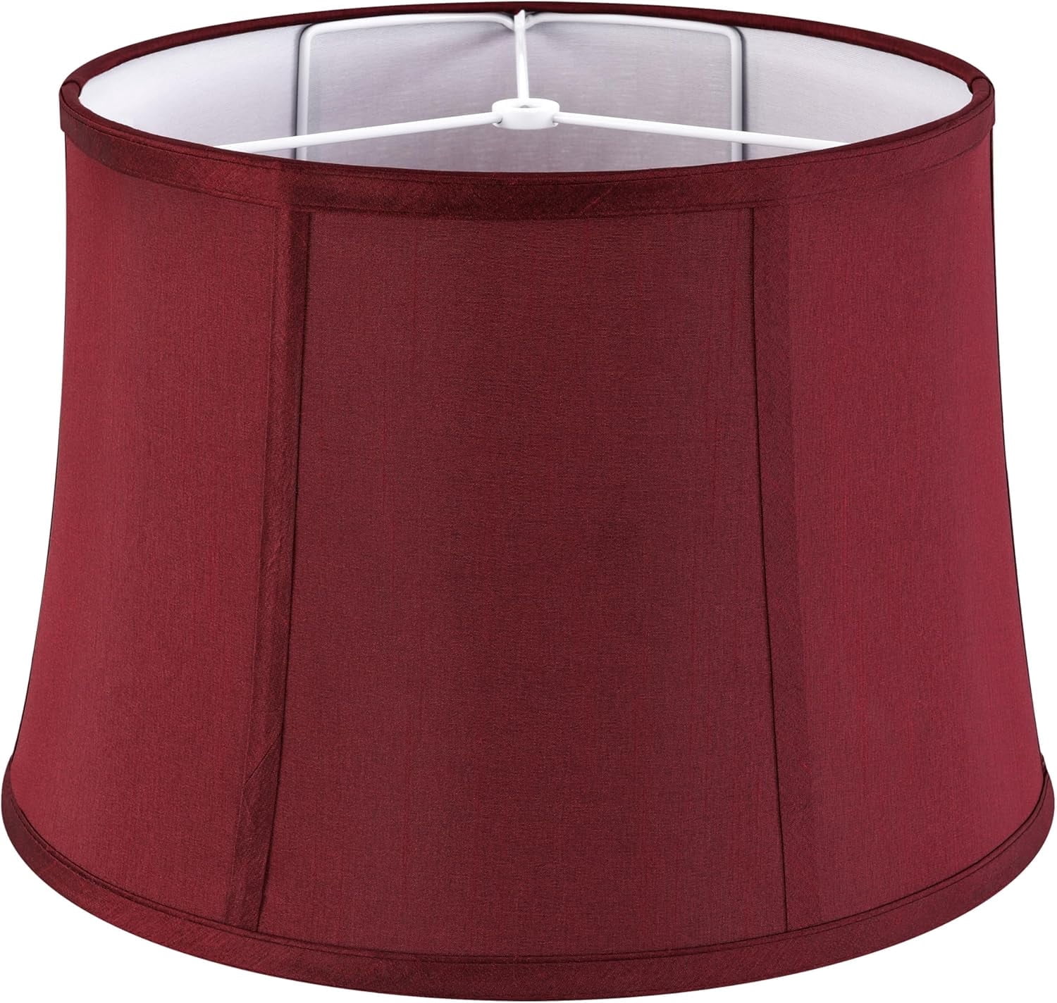 GOSO Medium Red Drum Lamp Shade for Table Lamps Floor Lamp,12x14x10 inch (Spider) Natural Fabric Faux Silk Lampshades Replacement, Art Deco Vintage Lamp Shades for Living Room&Bedroon-Easy Assembly