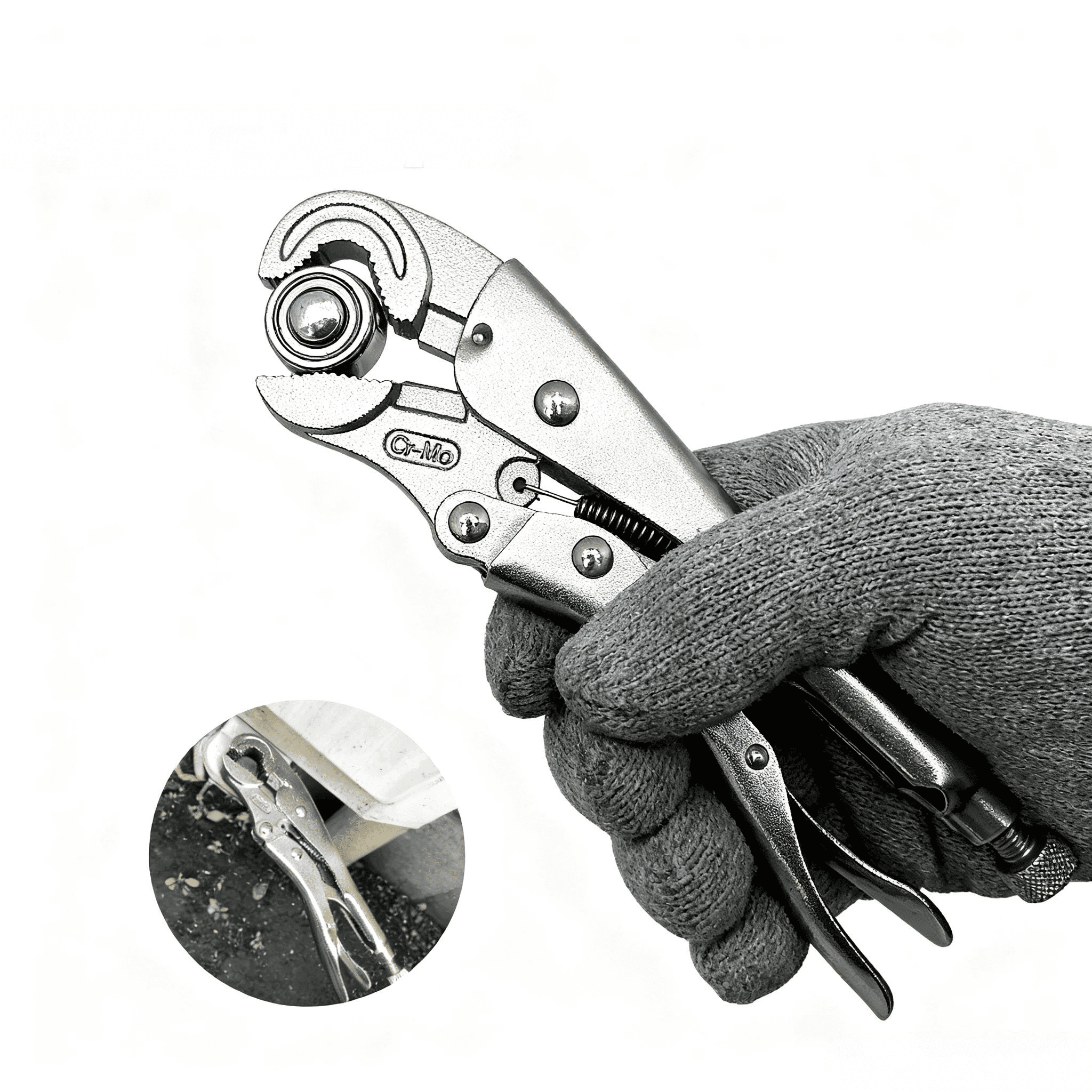 GOSWIFT 7.48 Inch Curved Jaw Locking Pliers with Wire Cutter, CR-MO Vise Grip Wrench, Adjustable Mole Grip Clamp Tool for Nuts, Bolts, and Plumbing Work