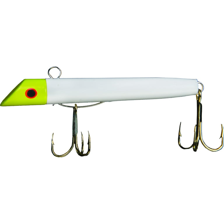 GOT-CHA 100 Series Fishing Plug Lure, White w/ Chartreuse Head, 3, 1 Ounce  