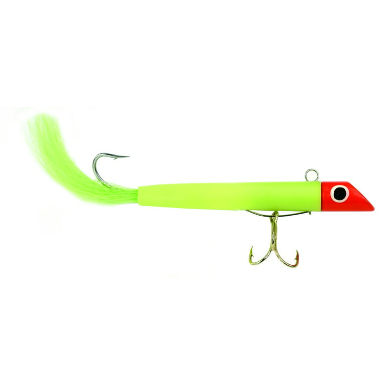 GOT-CHA 100 Series Fishing Plug Lure w/ Bucktail, Chartreuse w/ Red Head, 1  Ounce, Fishing Jigs