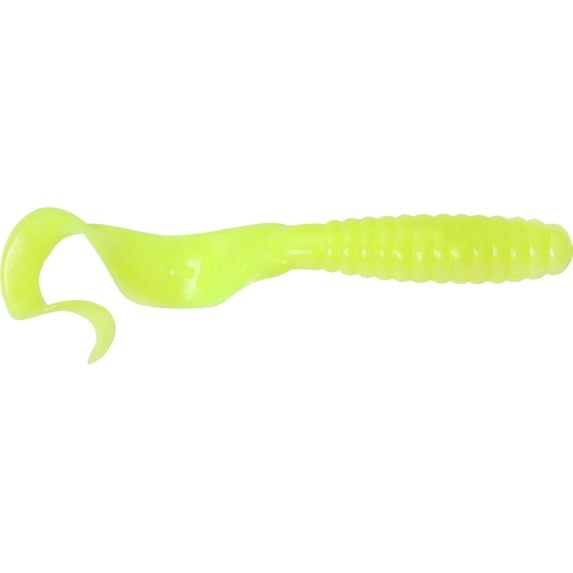 GOT-CHA Curltail Grub, 4" Opaque Chartreuse, 20/Pack