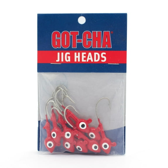 GOT-CHA HSWG14-9 Grub Head, 1/4 oz 1/0 Hook, Red, 10/Pack