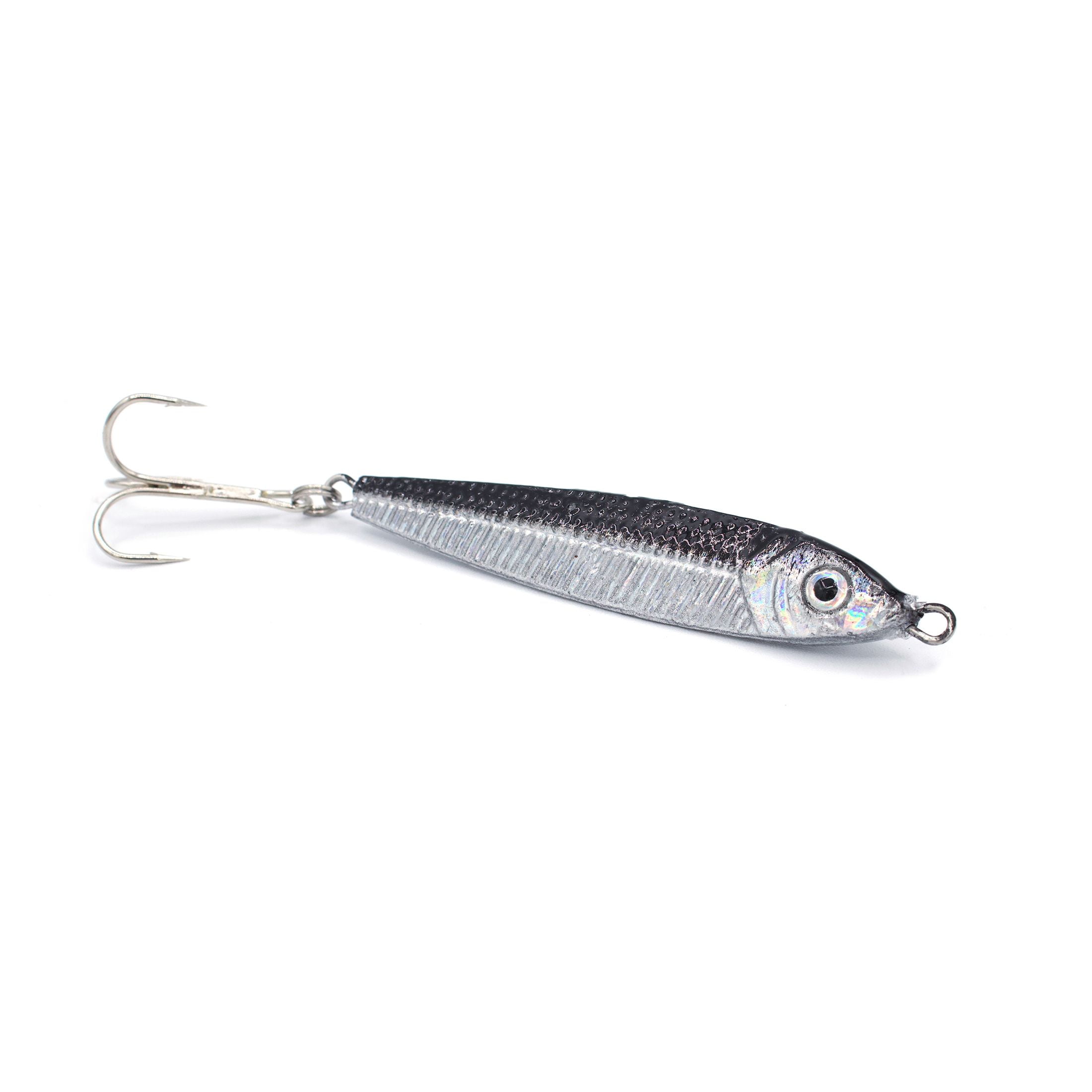 GOT-CHA JF2-BS Jigfish Lure, 3 1/2" 2 oz, 1/0 Treble Hook, Black/Silver
