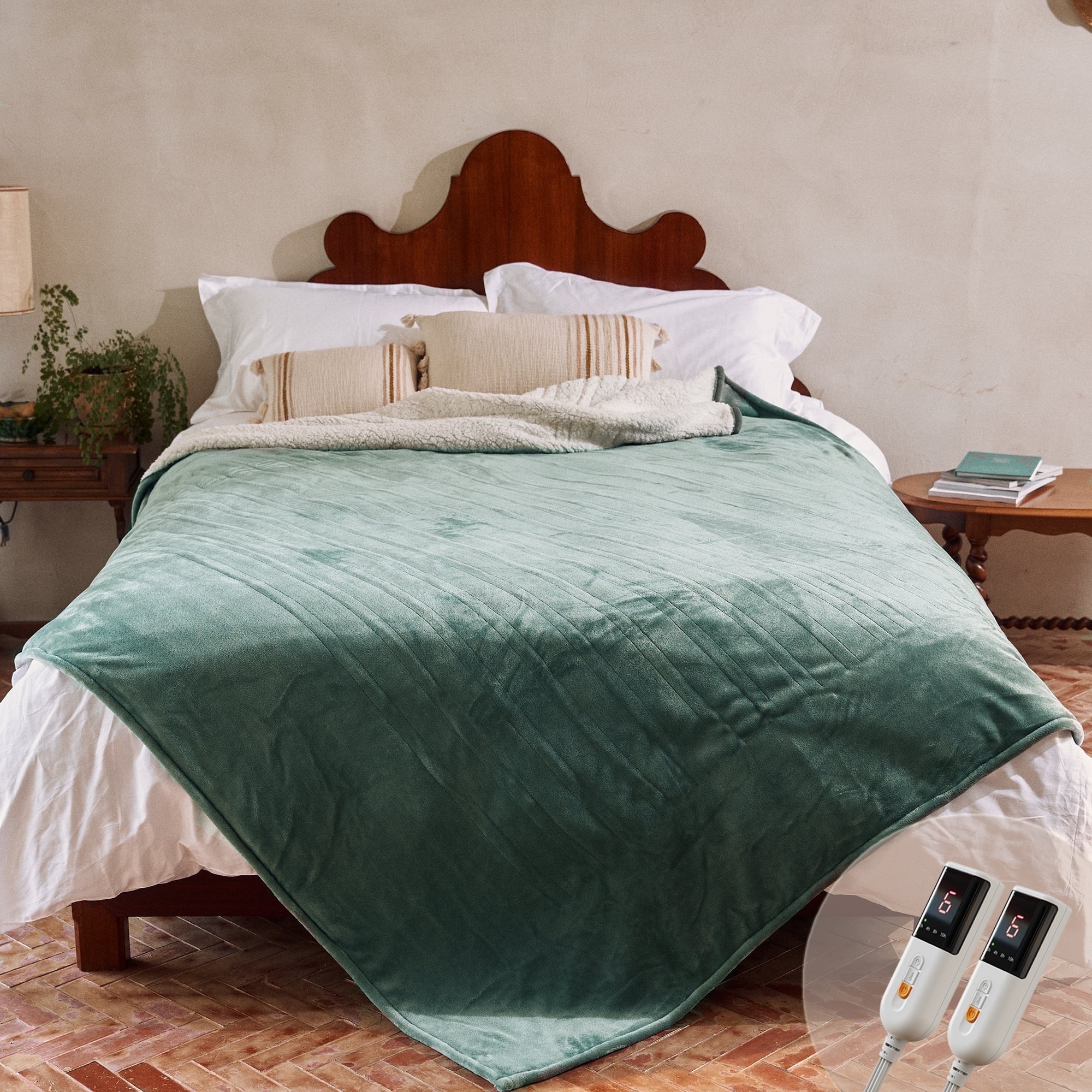 Heated Blanket 84"X90" Queen Size Electric Blanket with 6 Heating Level & 2-10 Hour Auto Off,Machine Washable -Green