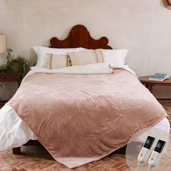 Heated Blanket 84"X90" Queen Size Electric Blanket with 6 Heating Level & 2-10 Hour Auto Off,Machine Washable -Rose Dust