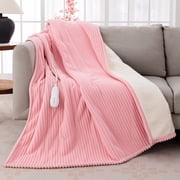 GOTCOZY Heated Blanket Electric Throw - 50"x60" Heating Blanket with 3 Hours Auto-Off and 5 Heat Levels ETL Certified Soft Flannel,Machine Washable (Pink)