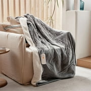 GOTCOZY Heated Blanket Electric Throw 50''X60'' with 4 Heating Level & 3 Hour Auto Off,Machine Washable - Grey