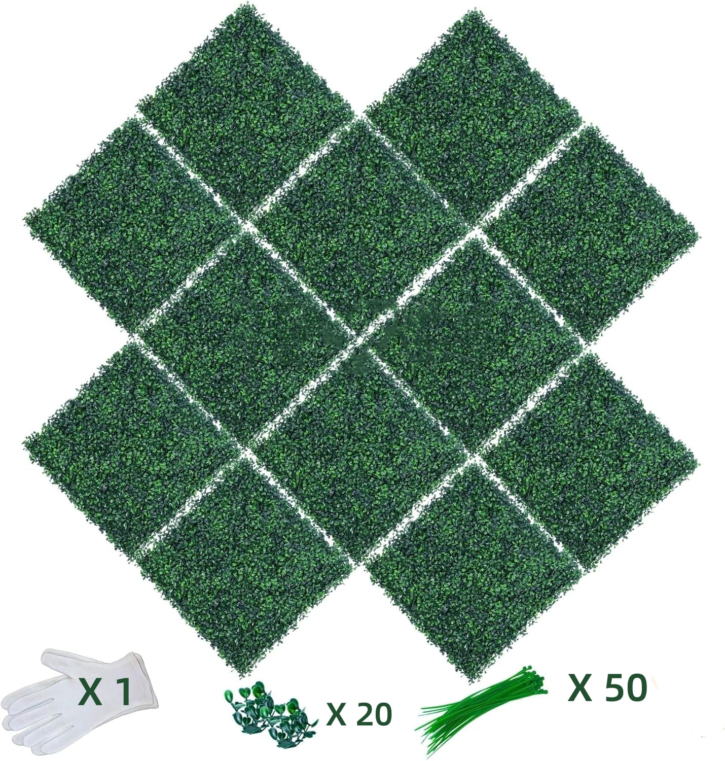 GOTGELIF 12 PCS 10"x10" Artificial Boxwood Panels, Boxwood Hedge Wall Panels, Artificial Grass Backdrop Wall 2", Privacy Hedge Screen UV Protected for Outdoor Indoor Garden Fence Backyard