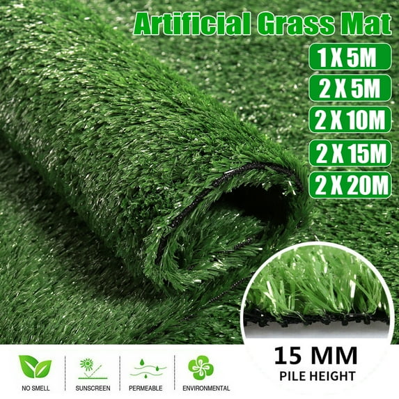 GOTGELIF Artificial Grass Turf 6.56x16.4FT Realistic Artificial Grass Rug 15mm Height Natural Looking Fake Grass Outdoor Rug for Garden Lawn Landscape Indoor Outdoor