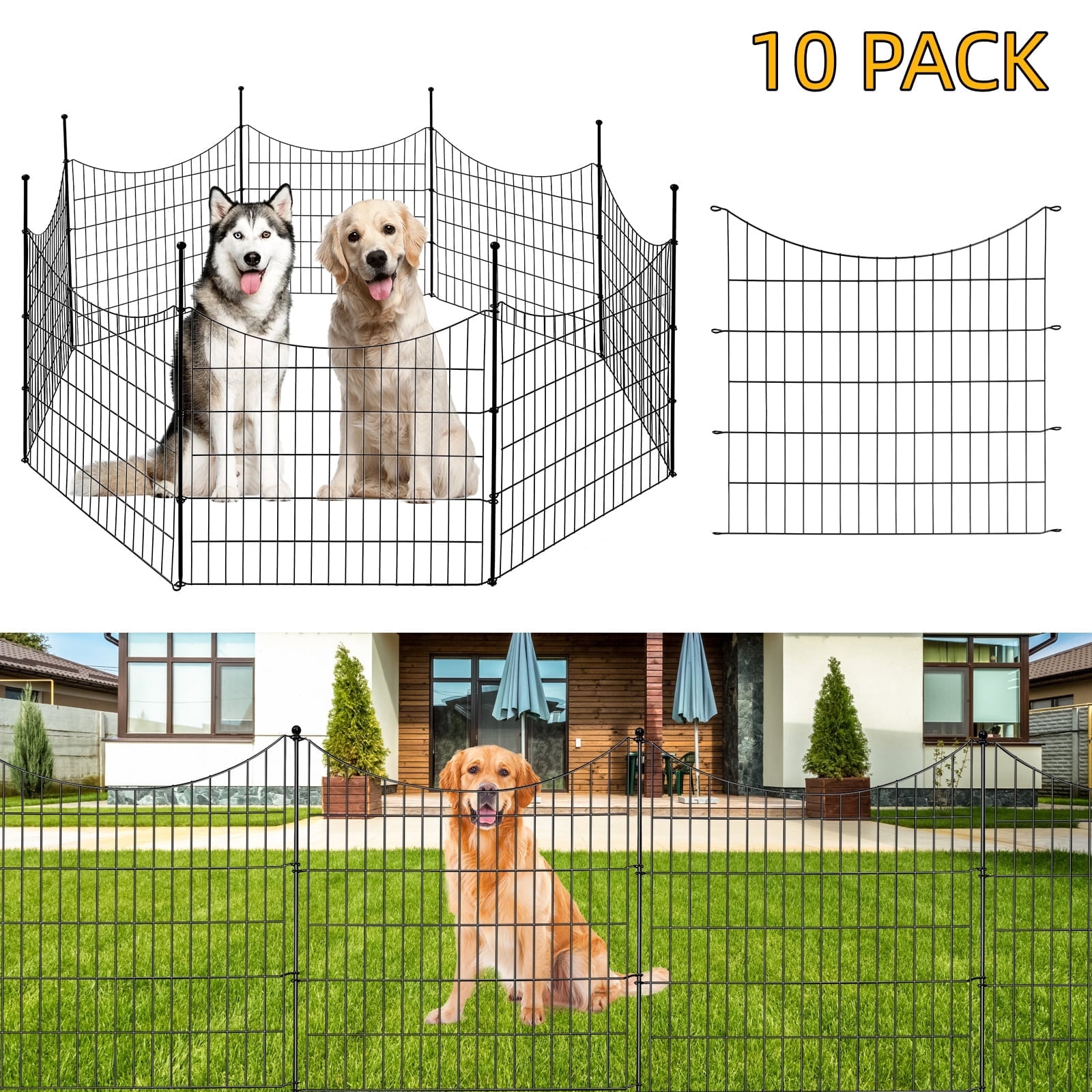 GOTGELIF® Decorative Metal Garden Fence: 10 Pack, 