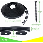 GOTGELIF Landscape Edging 2inch Tall, 40/100ft No-Dig Landscape Edging Border with 50/120 Spikes Plastic Garden Edging for Landscaping