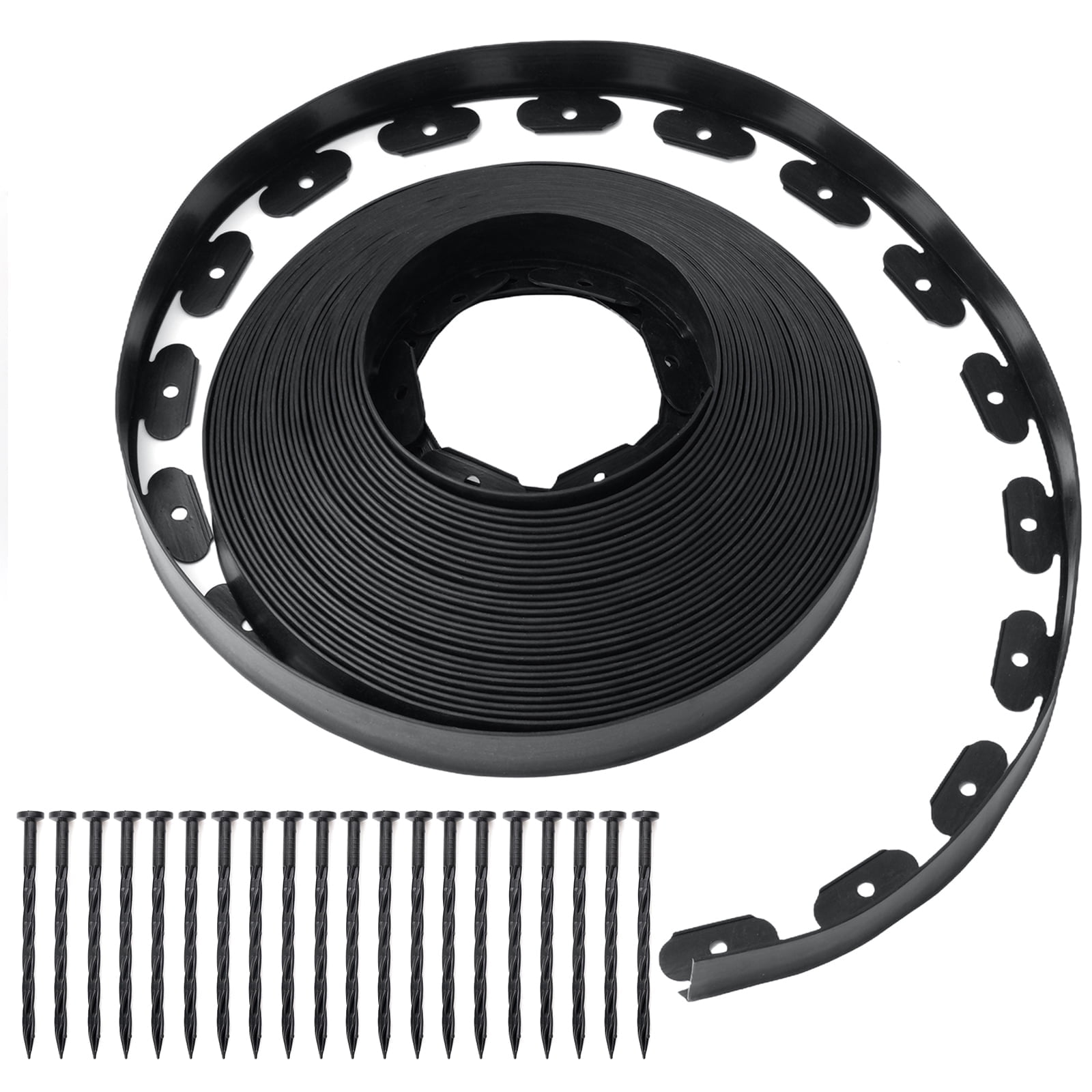 GOTGELIF Landscape Edging 2inch Tall, 40/100ft No-Dig Landscape Edging Border with 60/120 Spikes Plastic Black Garden Edging for Landscaping
