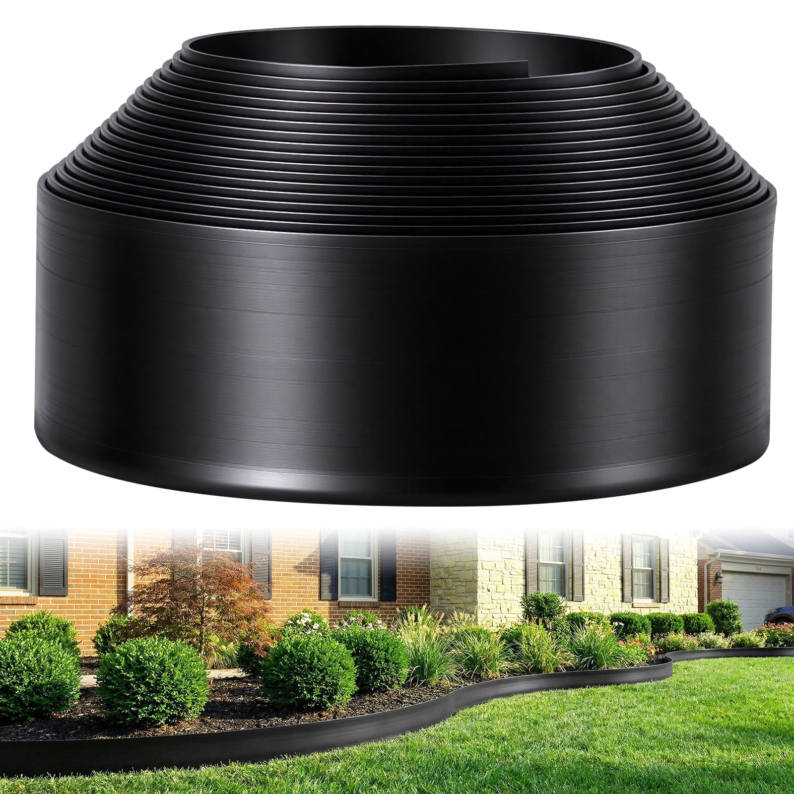 GOTGELIF Landscape Edging 4inch Tall, 40ft No-Dig Landscape Edging Border with 50/120 Spikes Plastic Garden Edging for Landscaping
