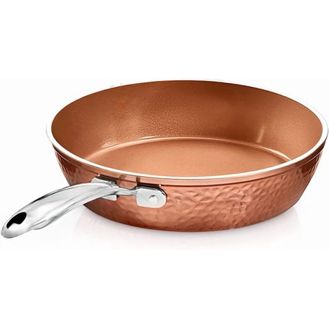GOTHAM STEEL Hammered 12 Inch Non Stick Frying Pan, Induction Pan, Nonstick Skillet, Nonstick Ceramic Frying Pan Cooking, Dishwasher Safe, Copper