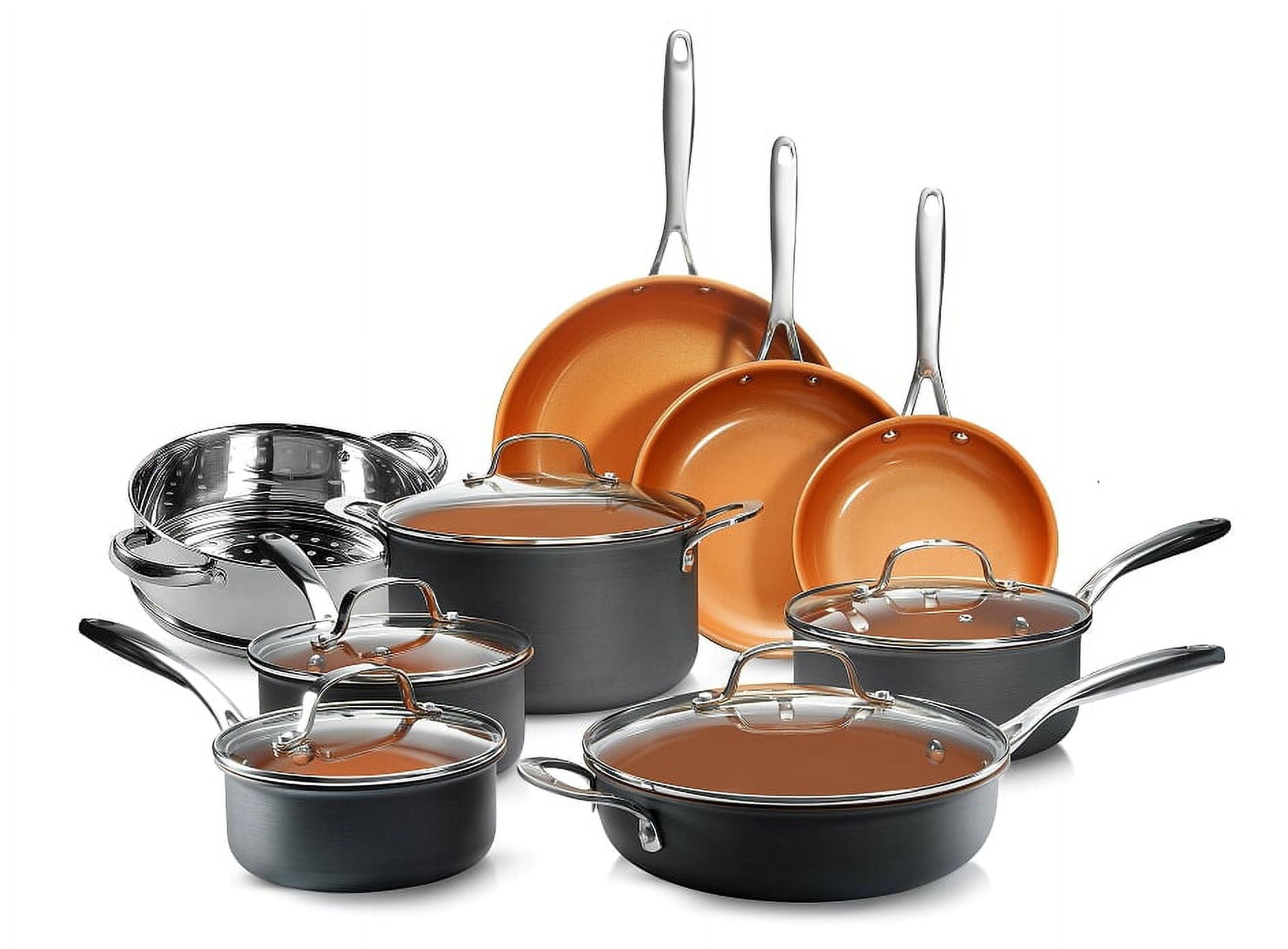 GOTHAM STEEL Pro Hard Anodized Pots and Pans 14 Piece Premium Cookware Set