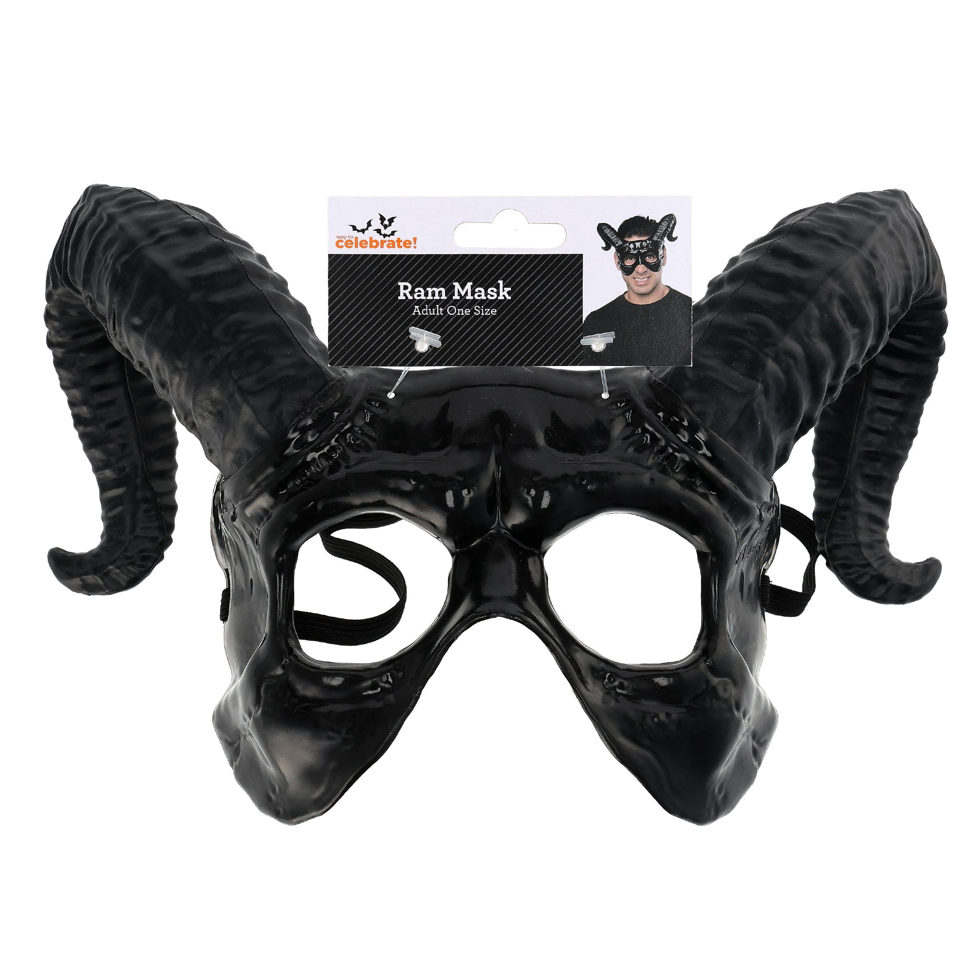 Ram Mask Costume Accessory for Adults, Black, Halloween by Way To Celebrate