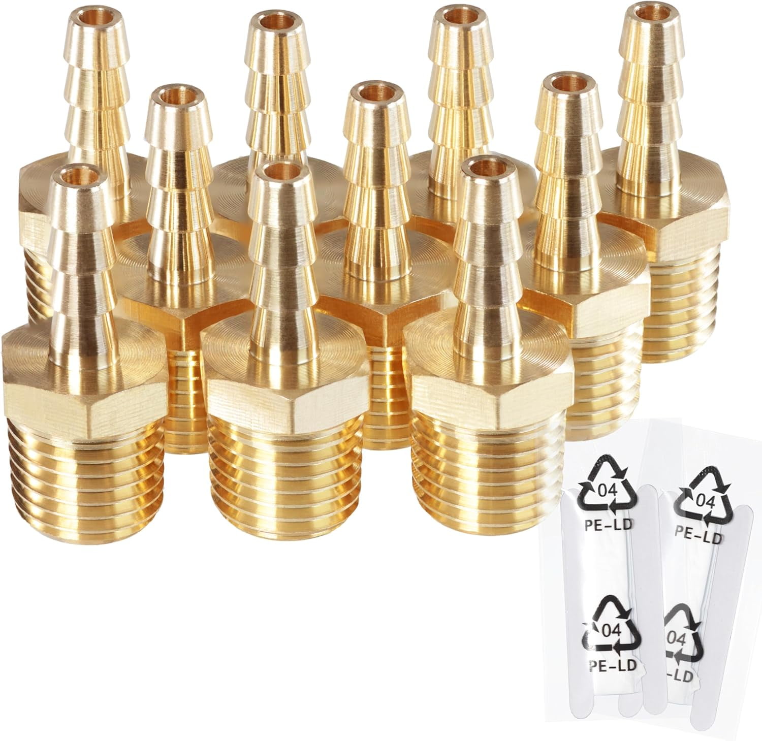 Ottone Tubo Barb Raccordo Gomito 3/8"x1/4 NPT Maschio - Foto 9