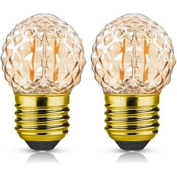 GOTHICANA BY EMPE26 Amber Small Led Light Bulbs,1W Small Edison Bulb,10 Watt Incandescent, Low Watt Decorative Light Bulbs 2200K Warm White Pineapple Shaped For Outdoor Light Strings,Non-Dimmable,Gl