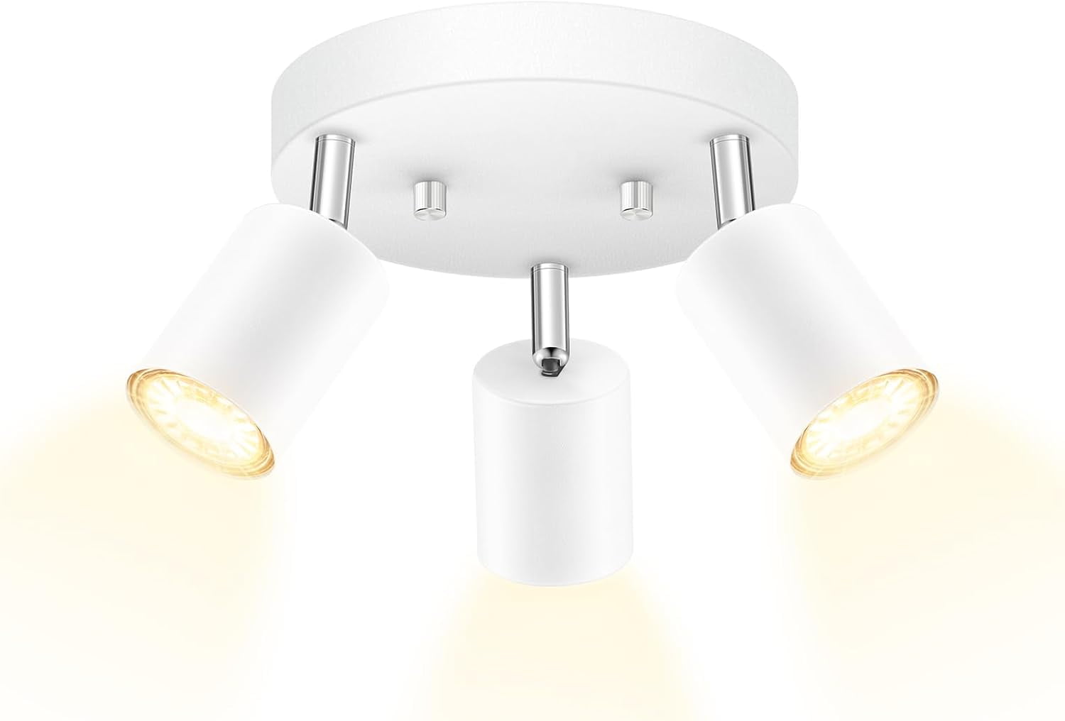 GOTHICANA BY EMPLed 3 Light Track Lighting Kit, Led Track Lighting Fixtures, White Round Ceiling Spot Lighting, Flexibly Rotatable Light Head For Kitchen, Living Room, Bedroom, Gu10 Bulb Not Include