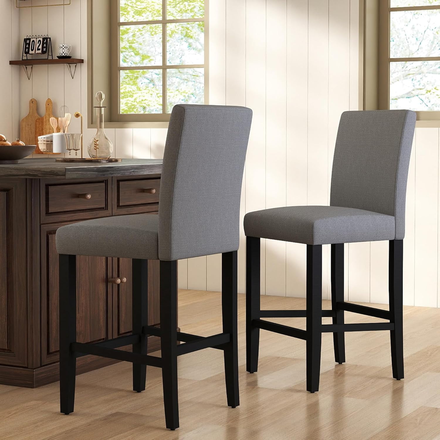 GOTMINSI Counter Height Bar Stool, Classic Upholstered 24 Inches ...