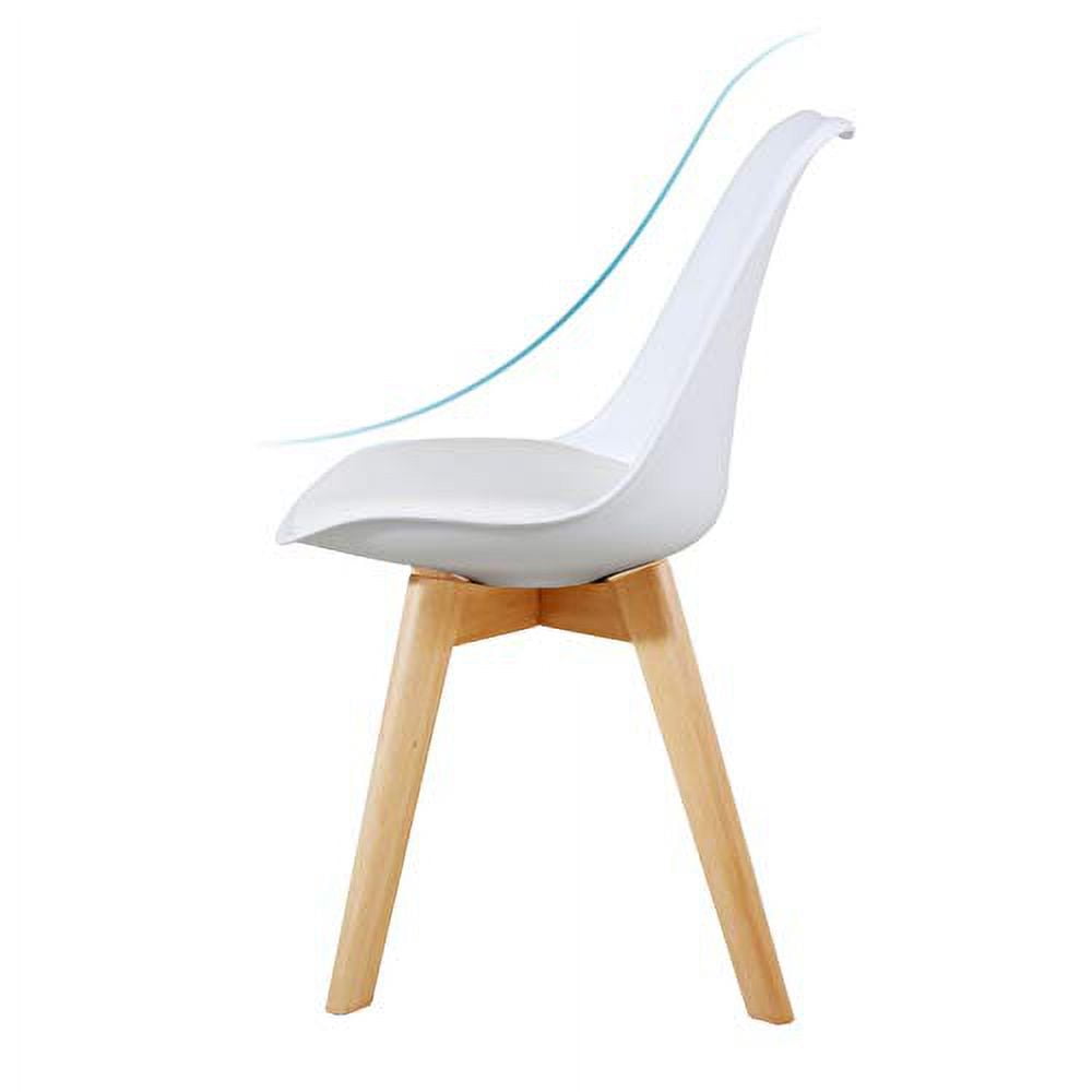 Set of 2 White Polyurethane Modern Dining Chairs with Wood Legs
