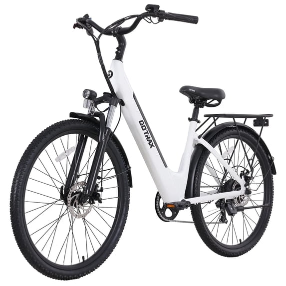 GOTRAX Accord Electric 27.5" Bike for Adults, 20 mph, 15.5 mile Range, 350W, Front Suspension and Cargo Rack, UL2849, White