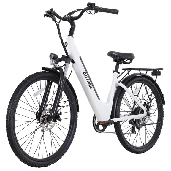 GOTRAX Accord Electric 27.5" Bike for Adults, 20 mph, 15.5 mile Range, 350W, Front Suspension and Cargo Rack, UL2849, White