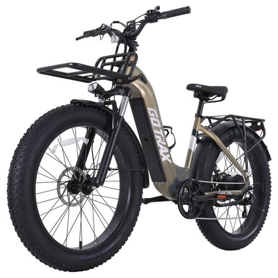 GOTRAX Alpine 26"x 4" Fat Tire E-Bike, 48V 13.5Ah Sizable Removable Battery 28mph Up to 300lbs Adult Off-Road Electric Bike, Champagne