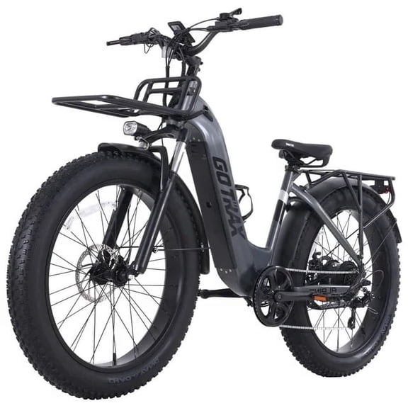 GOTRAX Alpine 26"x 4" Fat Tire Adult Electric Mountain Bike, 48V 13.5Ah Removable Battery,up to 64 Miles,UL2849,Nardo Gray