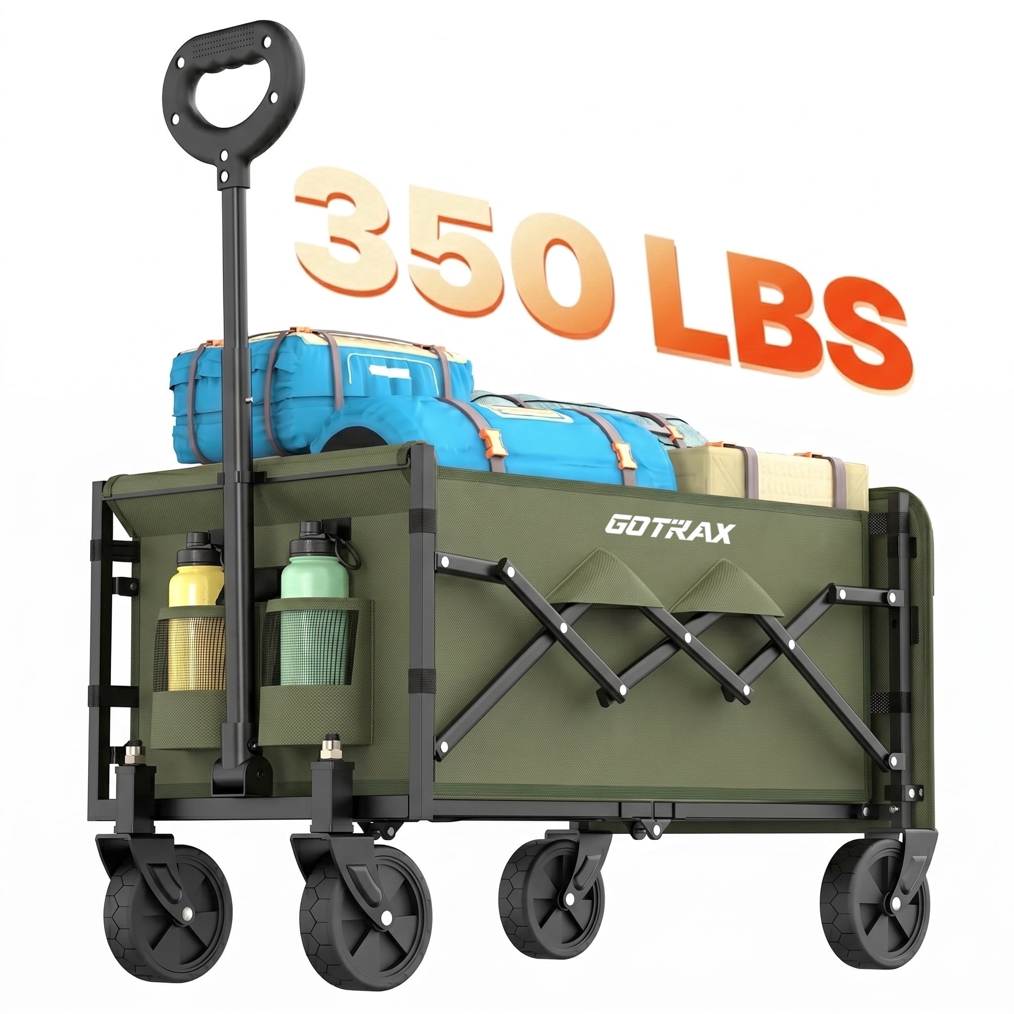 GOTRAX Collapsible Folding Wagon Cart, 100L Storage & 350LB