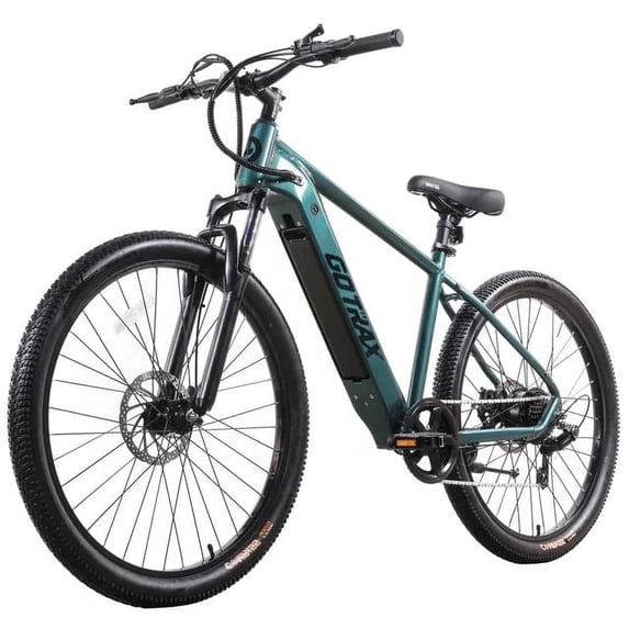 GOTRAX D1RT 27.5" Adult Electric Mountain Bike, 350W 36V 10.4Ah Shimano 7 Speed 20mph Up to 300lb E-Bike,Green