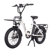 GOTRAX E-Cargo Electric Bicycle for Urban Commuting, 500W, 264lb, 20 mph & 20 mile Range, 26  , LED Lights, White