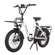 GOTRAX E-Cargo Electric Bicycle for Urban Commuting, 500W, 264lb, 20 mph & 20 mile Range, 20  , LED Lights, White