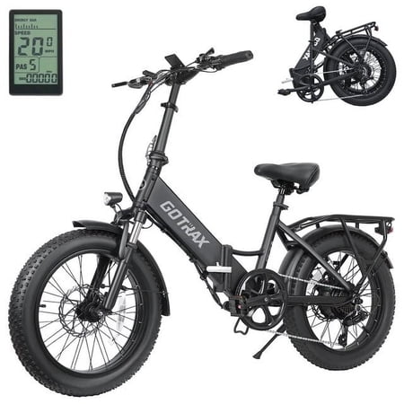 GOTRAX F2 Folding Electric Bike for Adults, 500W/48V 10.4Ah/20mph/20" x 3" Fat Tire E-Mountain Bike with LCD Display UL2849,Black